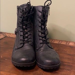 Black lace up combat boots